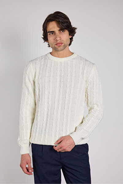 Mesfeno Knitted Patterned Crew Neck Sweater