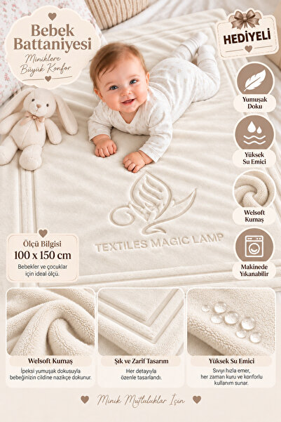 TEXTİLES MAGİC LAMP Bebek Battaniyesi 100x150 cm Welsoft Yumuşak Dokulu Sıcak...
