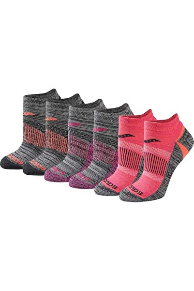 SAUCONY جوارب رياضية نسائية ذات وسادة مبطنة عالية الأداء غير مرئية (6 قطع)