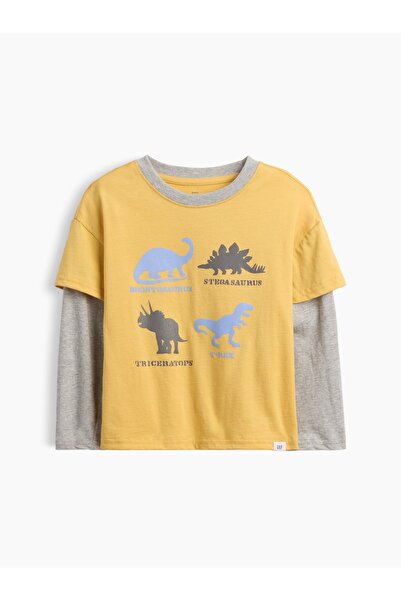 GAP Erkek Bebek Sarı Grafik Baskılı T-Shirt