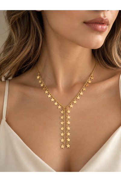 serelya Gold Brass Star Model Women's Necklace