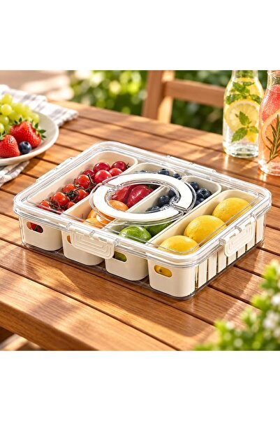 AOMIGE Refrigerator Food Storage Container with Lid and Handle, 31×24×7cm Div...