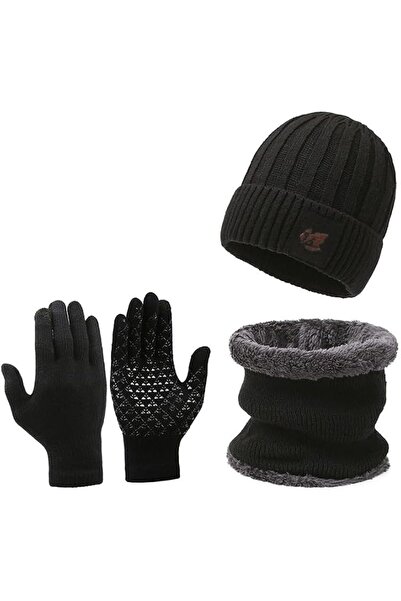 ANYUAN Winter Beanie Hat, Hat Scarf Gloves Set for Men, 3 Pieces Knit Beanie ...