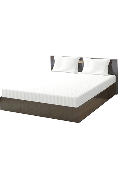 Hotel Linen Klub Deyarco Soft Comfort Stripe Microfiber White Fitted Sheet -D...
