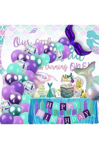 Finypa Mermaid Party Decorations for Girls Mermaid Party Supplies Mermaid Ban...