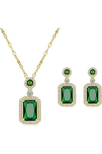 Generic HEIMDI Women's Necklace, Emerald Earrings, Girls' Necklace Earrings S...