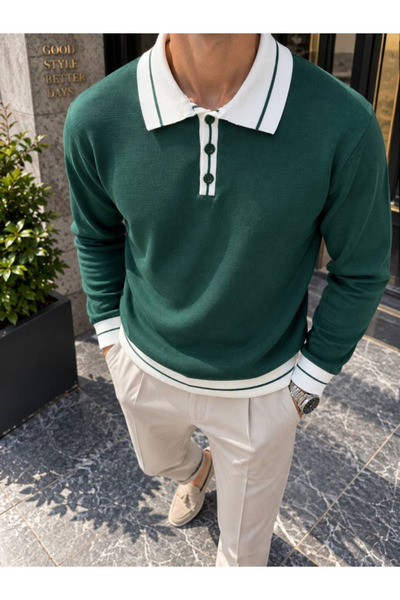Generic Brand Men's button-down shirt collar knitwear