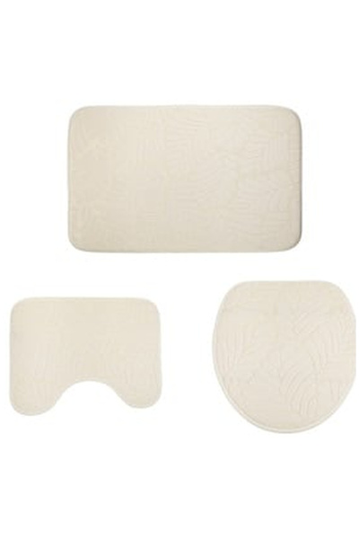 OEM Set Covorase Bej cu Model Frunze Reliefate pentru Baie - 3 piese