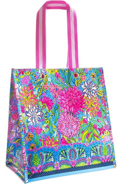 Lilly Pulitzer Market Shopper Bag, Reusable Grocery Tote, Shoulder Bag for Pr...