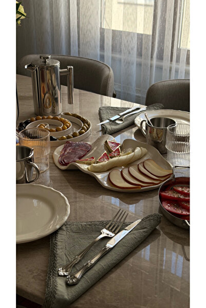 Potenra Stoneware Krem Beyaz Sunum Tabağı