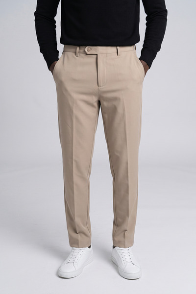 KHAYN ERKEK REGULE RAHAT KESİM DÜĞMELİ LASTİK BEL DİLLİ KUMAŞ PANTALON K2058KP