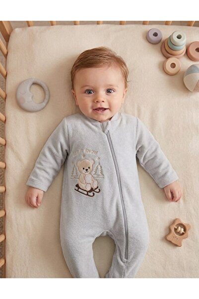 Baby Mii Kızaklı Ayı Kadife Tulum