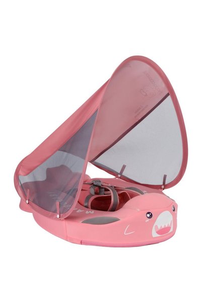 Mambobaby Yüzme Simidi - Pink Shark, Emniyetli, Gölgelikli ve Ayak Destekli