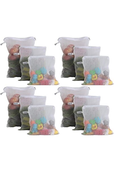 Beddify Set of 12 Premium Reusable Fridge Storage Bag for Vegetables and Frui...