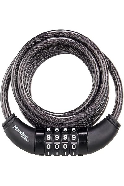 Master Lock 8114D اضبط قفل الدراجة الخاص بك، بطول 6 أقدام، لون أسود
