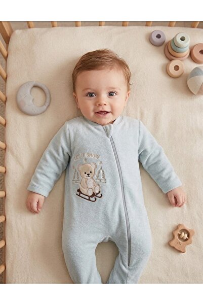 Baby Mii Kızaklı Ayı Kadife Tulum