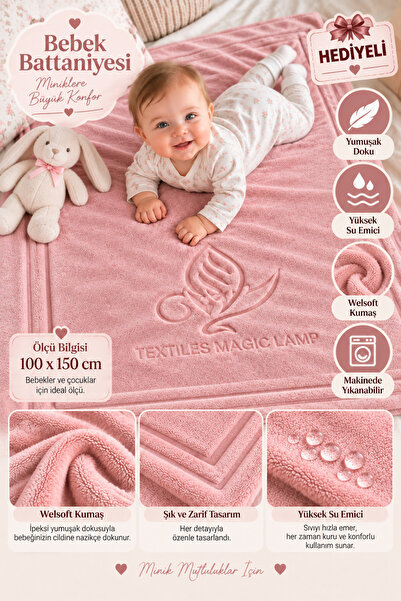 TEXTİLES MAGİC LAMP Bebek Battaniyesi 100x150 cm Welsoft Yumuşak Dokulu Sıcak...