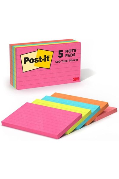 Post it Gift ملاحظات لاصقة بألوان نيون 635-5AN. 3 × 5 بوصة (76 مم × 127 مم)، ...