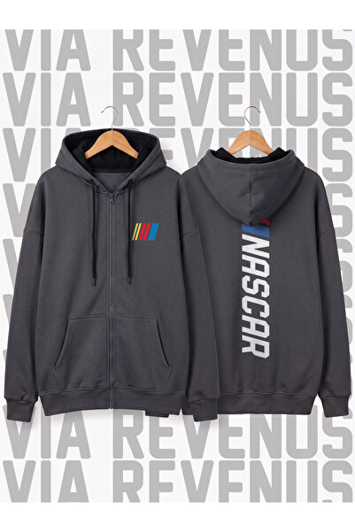 Vordevia Nascar Printed Unisex Zipper Hooded Sweatshirt Cardigan