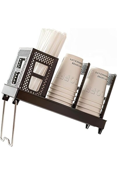 MLADEN 2-in-1 Foldable Detachable Dispenser Paper Cup Shelf with Straw Holder...