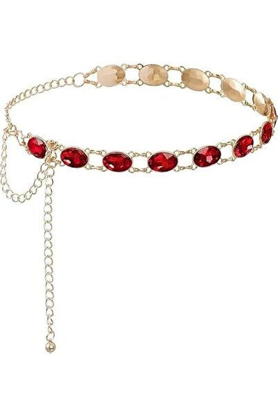 YRQX Red Chain Belt for Women,Western Metal Waist Chain Adjustable Cowgirl Be...