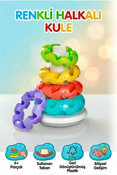 Tıfıl Toys Clemento-Ni Eğitici Halka Atma Seti Montessori 6 Parça Sallanan Ta...
