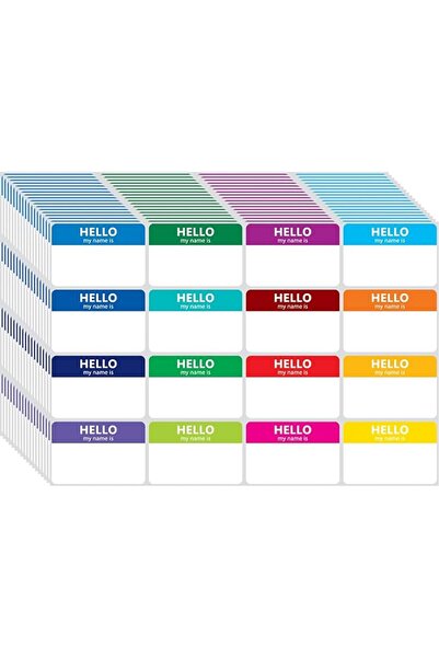 Yelajoy 400Pcs Hello My Name Is Stickers 16 Colors 3"x2"