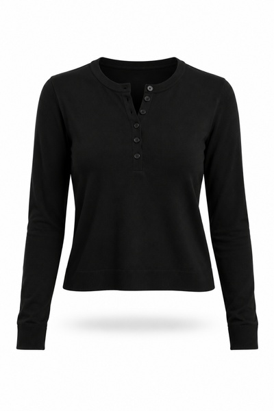 5in1Canpolat Black Buttoned Crew Neck Knitwear 251372