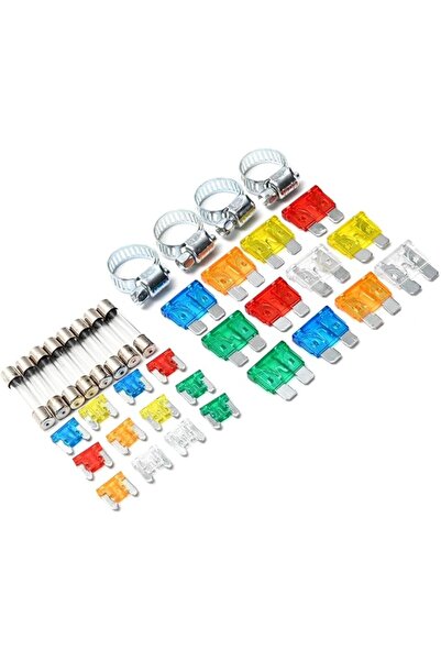 Lawazim 36-Piece Car Fuse Set with 16mm Hose Clamps - Assortment of 5A Tube F...