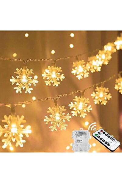 Yelajoy أضواء ندفة الثلج - 80 مصباح LED، سلسلة أضواء وامضة تعمل بالبطارية بطو...