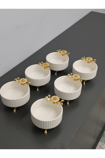 PARILTI HOME COLLECTİON Σετ 6 Στρογγυλά Μπολ Πορσελάνης για Επιδόρπιο – Πρωιν...