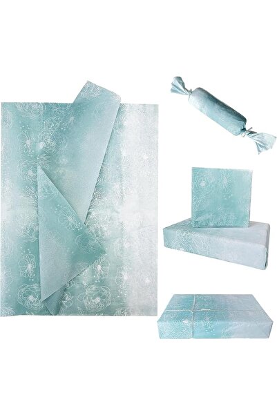 KASTWAVE 20 Sheets Light Cyan Gradient Tissue Paper, Vintage Floral Gift Wrap...