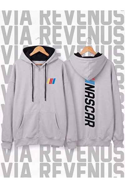 Vordevia Nascar Printed Unisex Zipper Hooded Sweatshirt Cardigan