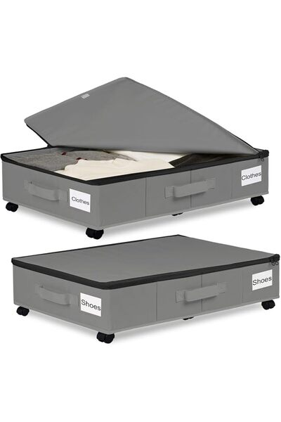 Paporich 2 Pack Under Bed Storage with Wheels, Under Bed Storage Containers w...