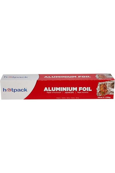 Hotpack لفة ورق ألومنيوم، عرض 45 سم، وزن إجمالي 1.35 كجم، متينة وواسعة للاستخ...