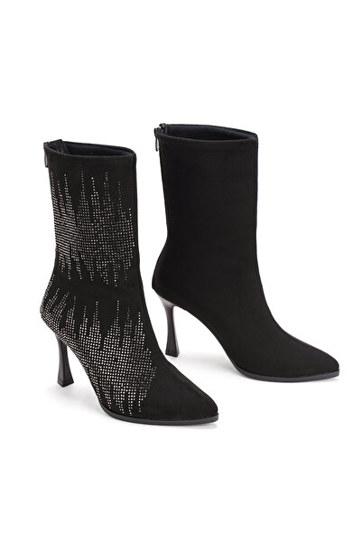 Akçetin Moda Women's Stone Embroidered Zipper Boots