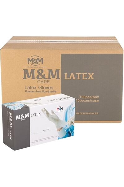 M&M Store M&M CARE Medical Latex Gloves Strong Safe Soft Hand Powder Free Glo...