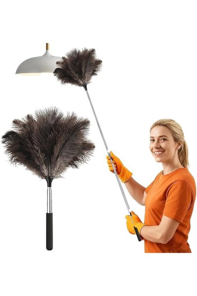 KASTWAVE Ostrich Feather Duster, Telescopic Extension Cleaning Tool (40cm-115...