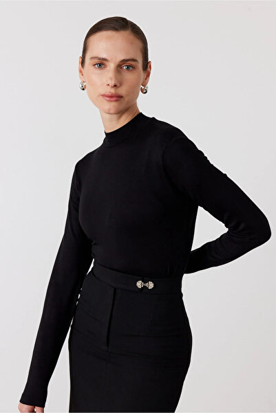 FACETTE Dik Yaka Basic Body Siyah
