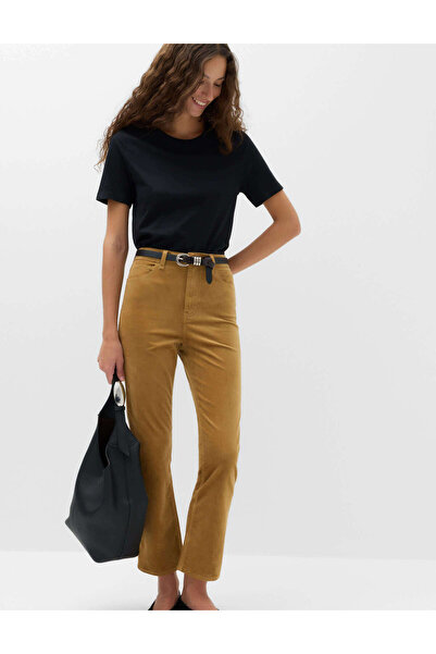 Marks & Spencer Yüksek Belli Fitilli Cropped Flare Pantolon