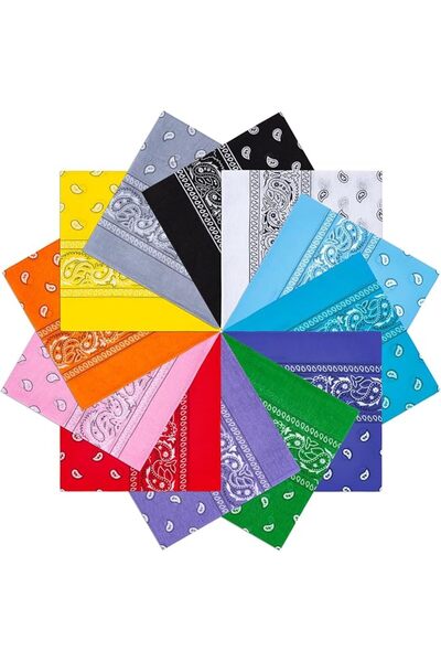 Oshima Tsubaki 12 Cotton Paisley Cowboy Bandanas Headband, High Quality Colou...