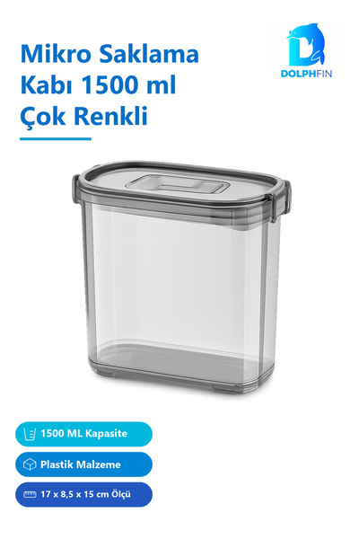 DolphFin Micro Storage Container 1500 ml Multi-Color 17 X 8.5 X 15 cm