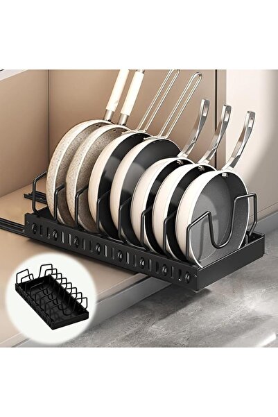 Winever Pots and Pans Organizer,Sliding Pot Lid Holder, Pot and Pan Rack Unde...