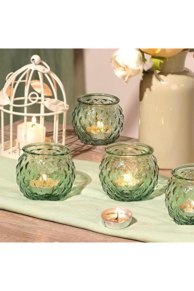 GENERAL 12Pcs Pink Votive Candle Holders - Round Glass Candle Holders for Fla...
