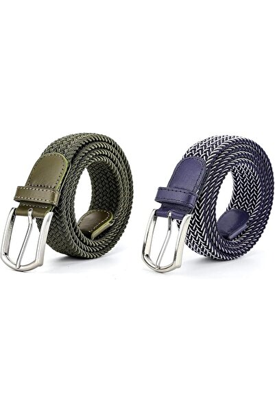 Generic Elastic Braided Canvas Belt, 110 cm Length, 3.3 cm Width,Elastic Band...
