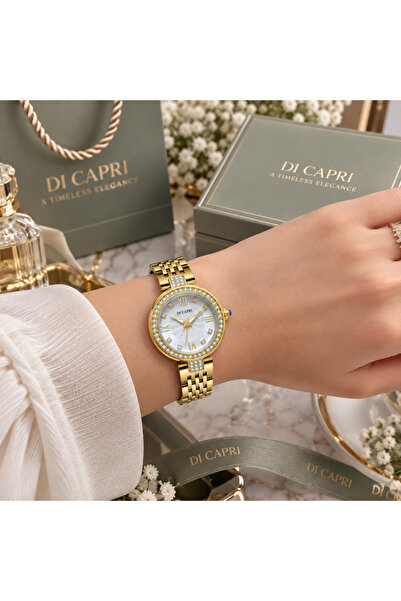 Generic Brand ساعة DI CAPRI نسائية ذهبية فاخرة LOOSTER TIME