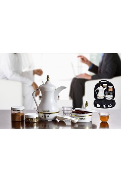 Gulf Dalla Electric Arabic Coffee Maker Set With Travel Bag, 400ml Capacity, 850W Power, Storage Containers And Cups, White GA-C94841