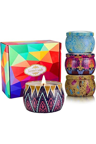 GENERAL Scented Candles Gift Set,Natural Soy Wax Jar Candle with, Portable Tr...