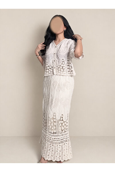 Rose طقم قطعتين مطرز والتنورة الطويلة