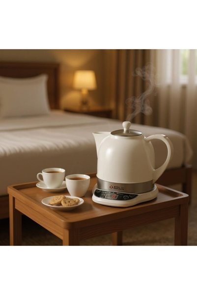 Gulf Dalla Electric Karak Tea Maker 1200ml – 1000W Fast Boil White Dallah Coffee Pot GA-C93881